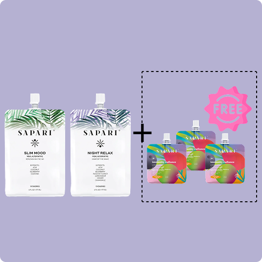 Dietary supplement packaging with a free gift offer and capsules.